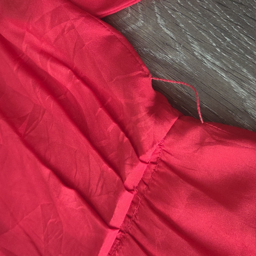 Vintage Frances Henaghan Long Sleeve Button Down Wrap Dress Retro Red Small - Picture 10 of 11